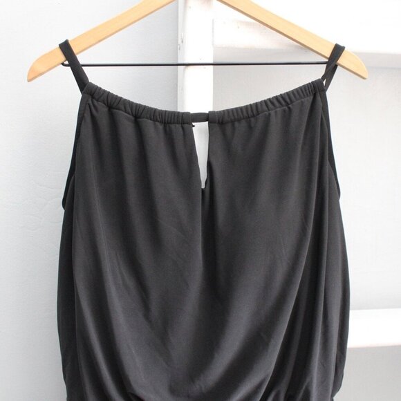 Aqua Green Women's Black Standard Keyhole Blouson Romper One-Piece Swimsuit XL - Picture 4 of 10